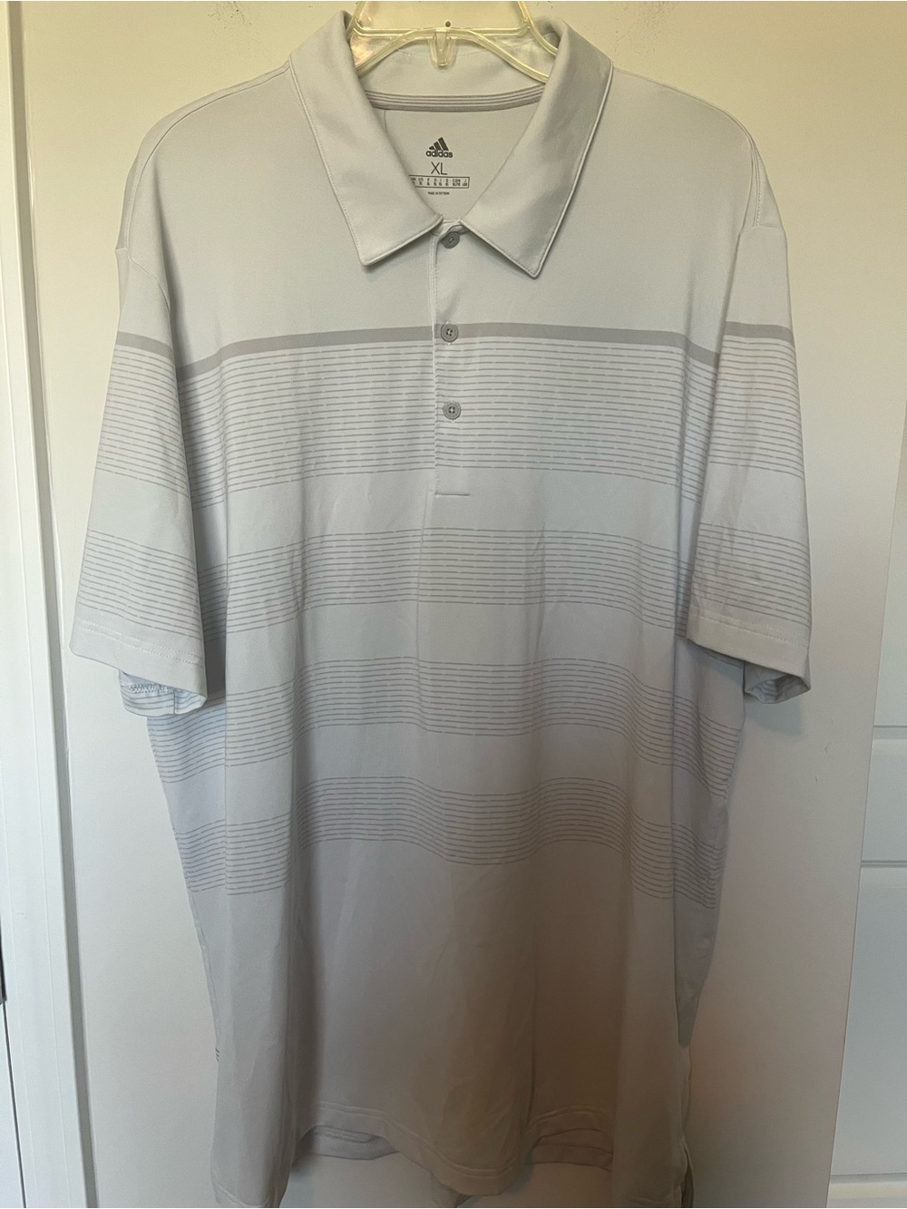 adidas Men’s Light Gray Horizontal Stripe Polo